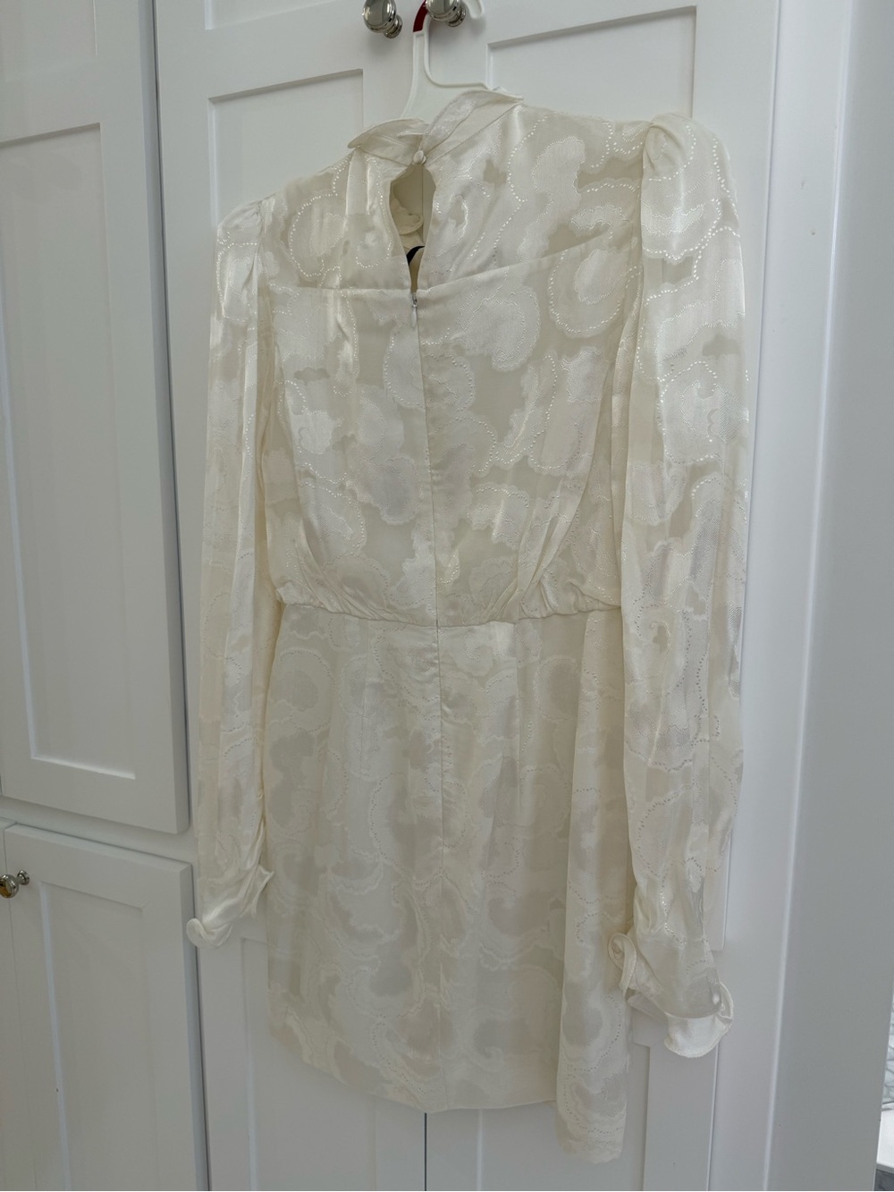Saloni Ivory Floral Jacquard Long Sleeve Mini Dress - Picture 3 of 6